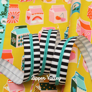 Aqua Chunky Zebra | Nylon Coil Zipper | Size 5 (3 Yards) - Emmaline Bags Inc. - Bag Zippers