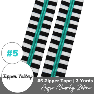 Aqua Chunky Zebra | Nylon Coil Zipper | Size 5 (3 Yards) - Emmaline Bags Inc. - Bag Zippers