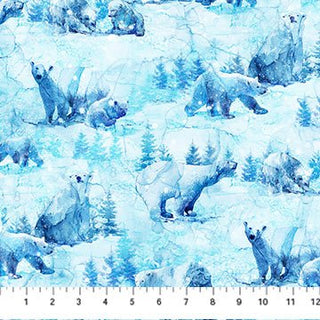 Arctic Bears in Light Blue • Illuminations by Northcott Studio (1/4 yard) - Emmaline Bags Inc.