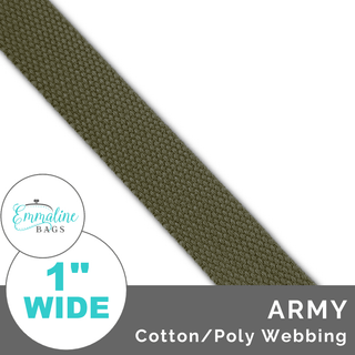 Army | Cotton/Poly Webbing (Per 1 Yard) • 1 " Wide (25 mm) - Emmaline Bags Inc. - Straps & Handles
