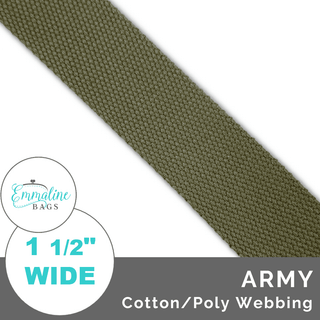 Army | Cotton/Poly Webbing (Per 1 Yard) • 1 ½" Wide (38 mm) - Emmaline Bags Inc. - Straps & Handles