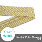 Sand & White Chevron (J33) Jacquard Webbing 1 1/2" (38mm) Wide (Per 1 Yard)