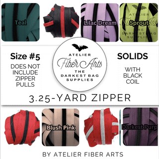 Atelier Fibre Arts Zippers • SOLIDS *SIZE5* 3.25 Yds (Does NOT Include Sliders/Pulls) - Emmaline Bags Inc. - Bag Zippers