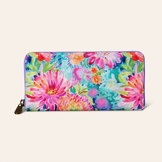 Awesome Blossom | Zipper Valley Printed Saffiano Faux Leather | 12" x 52" Pre-Cut (Small) - Emmaline Bags Inc.-Fabric