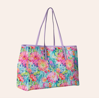 Awesome Blossom | Zipper Valley Printed Saffiano Faux Leather | 12" x 52" Pre-Cut (Small) - Emmaline Bags Inc.-Fabric