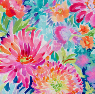 Awesome Blossom | Zipper Valley Printed Saffiano Faux Leather | 12" x 52" Pre-Cut (Small) - Emmaline Bags Inc.-Fabric