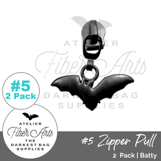'Batty' Zipper Sliders w/ Pulls | SIZE5 (2 Pack) - Emmaline Bags Inc. - Bag Zippers
