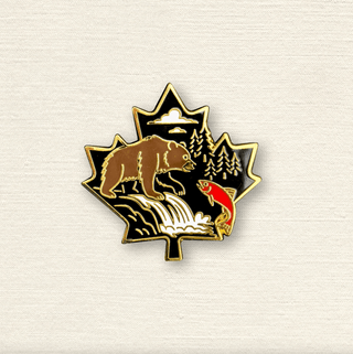 Bear and Salmon Maple Leaf | Enamel Pin - Emmaline Bags Inc.-Sewing Supplies & Notions