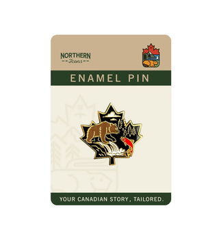 Bear and Salmon Maple Leaf | Enamel Pin - Emmaline Bags Inc.-Sewing Supplies & Notions