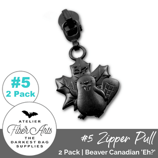 Beaver Canadian 'Eh' Zipper Sliders w/ Pulls | SIZE5 (2 Pack) - Emmaline Bags Inc. - Bag Zippers