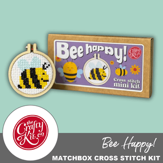 'Bee Happy!' | Mini Matchbox Cross Stitch Kit - Emmaline Bags Inc. - Sewing Supplies & Notions