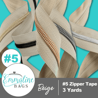 Beige | Emmaline Zipper-by-the-Yard | Nylon Coil Zipper | SIZE5* (3 Yards) - Emmaline Bags Inc.-Emmaline Zippers