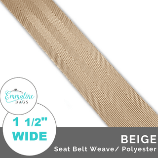Beige - Seat Belt Webbing (Per 1 Yard) • 1 1/2" Wide (38 mm) - Emmaline Bags Inc. - Straps & Handles