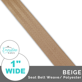 Beige - Seat Belt Webbing (Per 1 Yard) - 1" Wide (25 mm) - Emmaline Bags Inc. - Straps & Handles