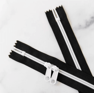 Black and White | 30" Nylon Coil Zipper | *Size #5* with Two Pulls - Emmaline Bags Inc.-Bag Zippers