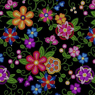 Black | Beaded Floral by Shannon Gustafson (¼ Yard) - Emmaline Bags Inc.-Fabric