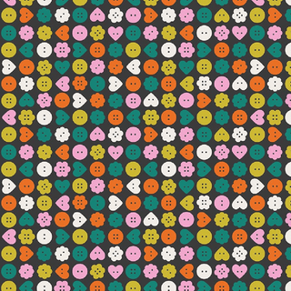 Black Buttons | Bits and Bobs by Sarah Hearts (¼ Yard) - Emmaline Bags Inc.-Fabric