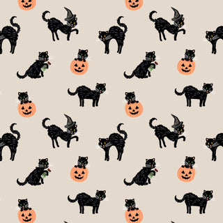 Black Cat in Linen Colour // Halloween by Rifle Paper Co (1/4 yard) - Emmaline Bags Inc.