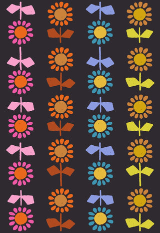 Black Daisy Stripe (Canvas) // Catnap by Ruby Star Society (1/4 yard) - Emmaline Bags Inc. - Fabric