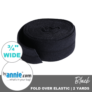 Black | Fold Over Elastic | ¾" (20 mm) (2 Yard Package) - Emmaline Bags Inc.-Sewing Supplies & Notions