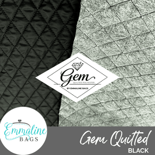 BLACK | Gem Quilted Polyester Fabric (per 1 yard) - Emmaline Bags Inc.-Fabric