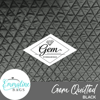 BLACK | Gem Quilted Polyester Fabric (per 1 yard) - Emmaline Bags Inc.-Fabric
