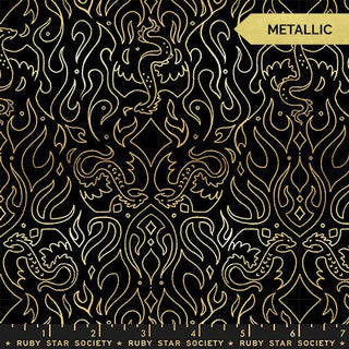 Black Scribe (Metallic) | Fire Glow by Ruby Star Society (¼ Yard) - Emmaline Bags Inc. - Fabric