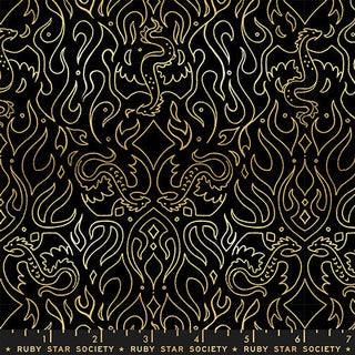Black Scribe (Metallic) | Fire Glow by Ruby Star Society (¼ Yard) - Emmaline Bags Inc. - Fabric