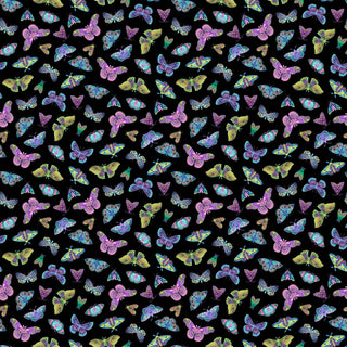 Black Tossed Moth // Nightshade for Northcott (1/4 yard) - Emmaline Bags Inc.