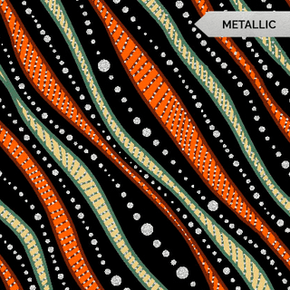 Black Wavy (Metallic) // All Children Matter (1/4 Yard) - Emmaline Bags Inc. - Fabric