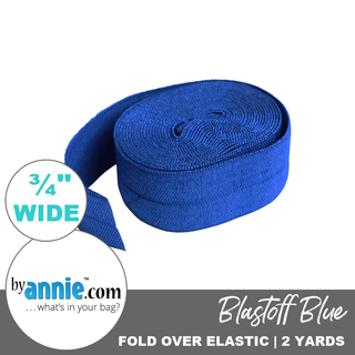 Blastoff Blue | Fold Over Elastic | ¾" (20 mm) (2 Yard Package) - Emmaline Bags Inc.-Sewing Supplies & Notions