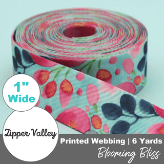 Blooming Bliss | Zipper Valley Printed Webbing (6 Yards) | 1" Wide (25 mm) - Emmaline Bags Inc. - Straps & Handles