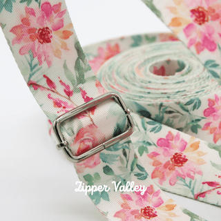 Blooming Elegance | Zipper Valley Printed Webbing (6 Yards) | 1" Wide (25 mm) - Emmaline Bags Inc. - Straps & Handles