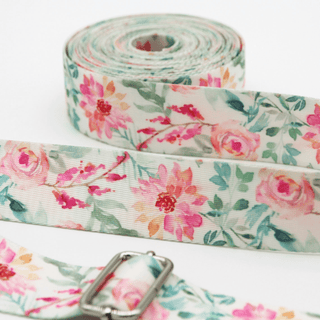 Blooming Elegance | Zipper Valley Printed Webbing (6 Yards) | 1" Wide (25 mm) - Emmaline Bags Inc. - Straps & Handles
