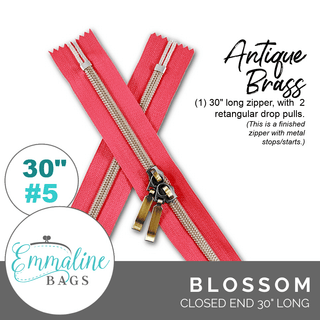 Blossom | Emmaline 30" Nylon Coil Zipper | *SIZE5* with Two Rectangle Pulls - Emmaline Bags Inc.-Emmaline Zippers