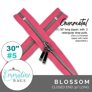 Blossom | Emmaline 30" Nylon Coil Zipper | *SIZE5* with Two Rectangle Pulls - Emmaline Bags Inc.-Emmaline Zippers