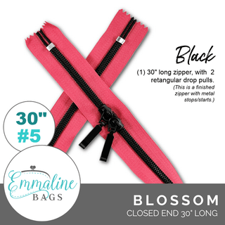 Blossom | Emmaline 30" Nylon Coil Zipper | *SIZE5* with Two Rectangle Pulls - Emmaline Bags Inc.-Emmaline Zippers