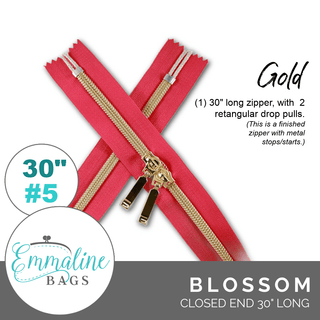 Blossom | Emmaline 30" Nylon Coil Zipper | *SIZE5* with Two Rectangle Pulls - Emmaline Bags Inc.-Emmaline Zippers