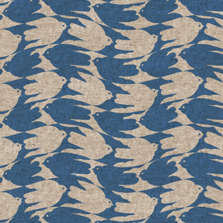 Blue Birds (Cotton Linen) // Grove for FIGO (1/4 yard) - Emmaline Bags Inc.