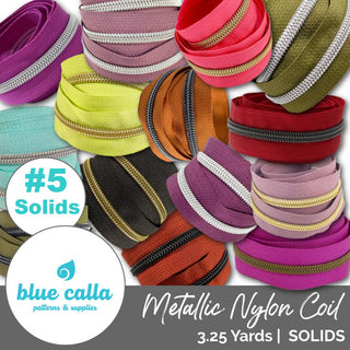 Blue Calla Zippers • SOLIDS *SIZE5* 3.25 Yds (Does NOT Include Sliders/Pulls) - Emmaline Bags Inc. - Bag Zippers