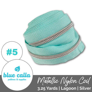 Blue Calla Zippers • SOLIDS *SIZE5* 3.25 Yds (Does NOT Include Sliders/Pulls) - Emmaline Bags Inc. - Bag Zippers