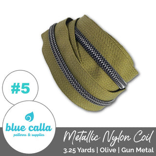 Blue Calla Zippers • SOLIDS *SIZE5* 3.25 Yds (Does NOT Include Sliders/Pulls) - Emmaline Bags Inc. - Bag Zippers