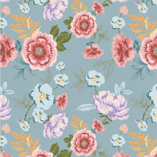 Blue Rose Garden • Nature Sings for Poppie Cotton (1/4 yard) - Emmaline Bags Inc.