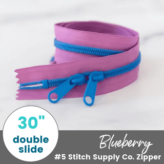 Blueberry | 30" Nylon Coil Zipper | *Size #5* with Two Pulls - Emmaline Bags Inc.-Bag Zippers