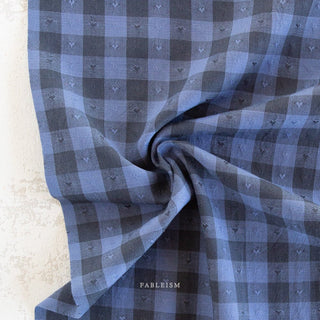 Blueberry Gingham Hearts // Queen of Hearts by Fableism Wovens - (1/4 yard) - Emmaline Bags Inc.