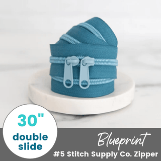 Blueprint | 30" Nylon Coil Zipper | *Size #5* with Two Pulls - Emmaline Bags Inc.-Bag Zippers