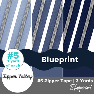 Blueprint | Nylon Coil Zipper Bundle | Size 5 (3 Yards - 1 yd of each) - Emmaline Bags Inc.-Bag Zippers