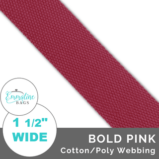 Bold Pink | Cotton/Poly Webbing (Per 1 Yard) • 1 ½" Wide (38 mm) - Emmaline Bags Inc. - Straps & Handles