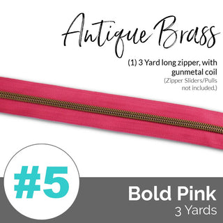 Bold Pink | Nylon Coil Zipper | SIZE5* (3 Yards) - Emmaline Bags Inc. - Bag Zippers