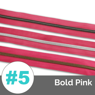 Bold Pink | Nylon Coil Zipper | SIZE5* (3 Yards) - Emmaline Bags Inc. - Bag Zippers